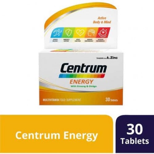 سنترم اينرجي فيتامينات متعددة مع جينكو & جنسنج 30 قرص. / Centrum