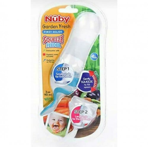 مغذي سيلكون بالملعقة للاطفال من نوبي 90مل_أزرق / Nuby