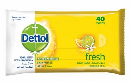 ديتول مناديل مبللة منعشة للبشرة ومضادة للبكتيريا _  40 منديل.  Dettol