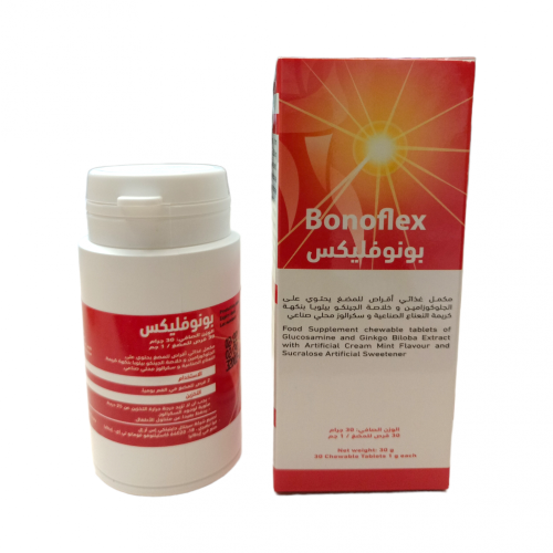 بونوفليكس مكمل غذائي لعلاج هشاشة العظام وإعادة بناء الغضروف _   30 قرص للمضغ.  Bonoflex