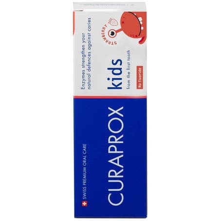 كورابروكس كورابروكس كيدز فراولة تي بي للأسنان الأولى بدون فلورايد 60 مل  Curaprox Kids