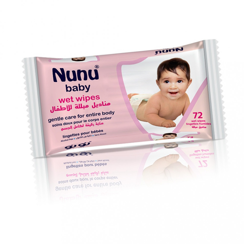 مناديل مبااة للاطفال من نونو 72 منديل nunu