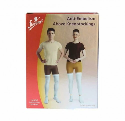 جوارب مضادة للانسداد فوق الركبة من فلامنجو Flamingo  ( زوج واحد ) _ أبيض  L