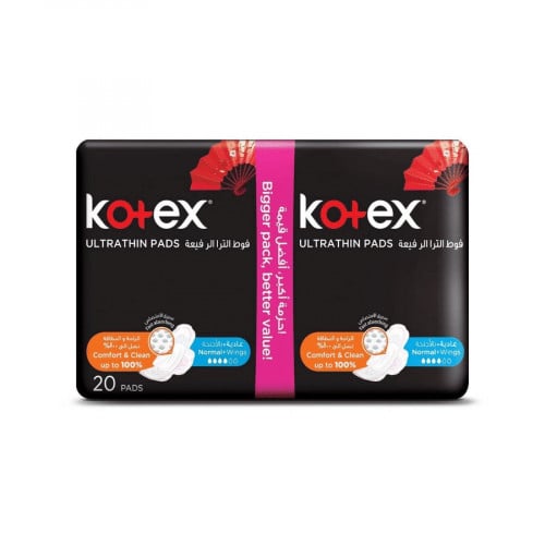 فوط نسائية الترا الرفيعة عادي بالأجنحة من كوتيكس _  20 فوطة Kotex