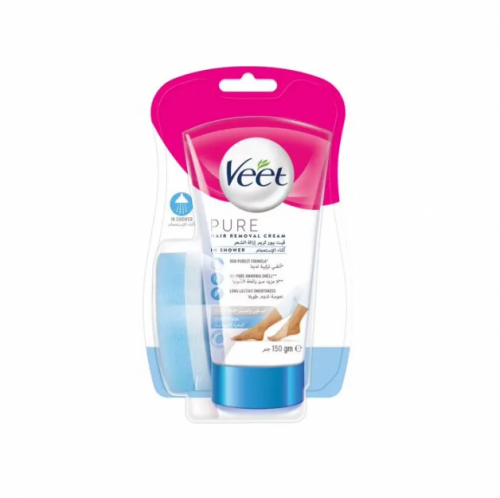 كريم إزالة الشعر أثناء الأستحمام للبشرة الحساسة نعومة تدوم طويلا للساقين والجسم _ 150 جرام  /veet