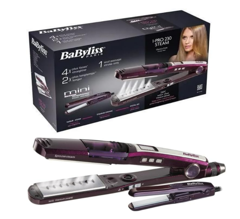 بيبيليس مملس شعر بالبخار 5 اعدادات 230 درجة حرارة + جهاز إضافي