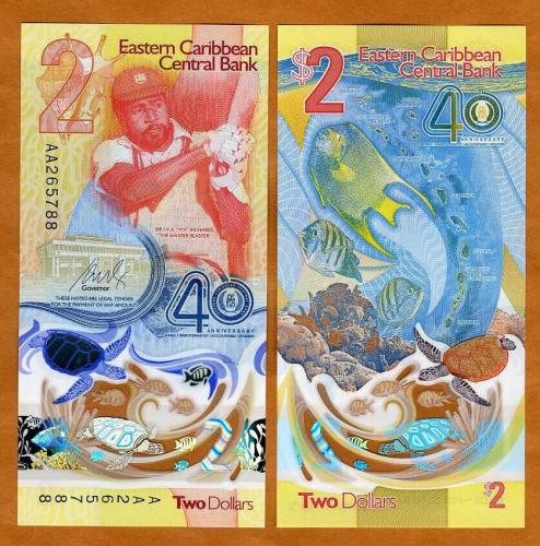 2 دولار شرق الكاريبي أنسر (بوليمر) اصدار تذكاري مر...