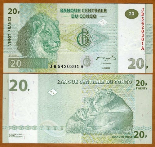 كونغو فئة 20 فرنك أنسر