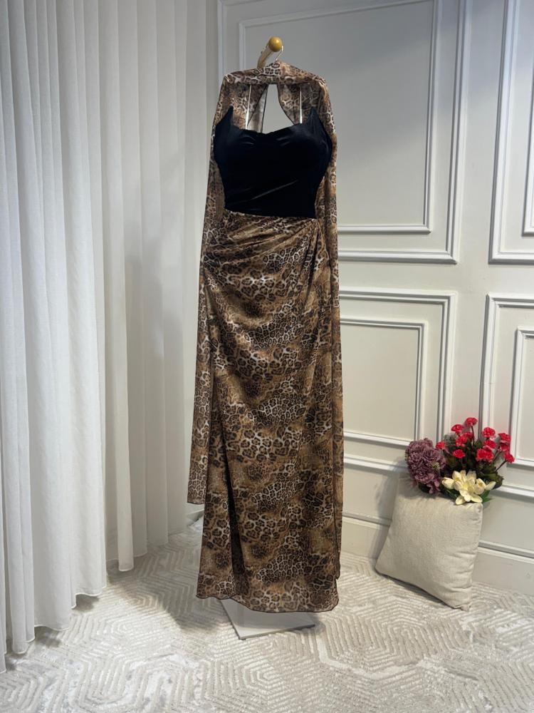 فستان مخمل مشجر راقي