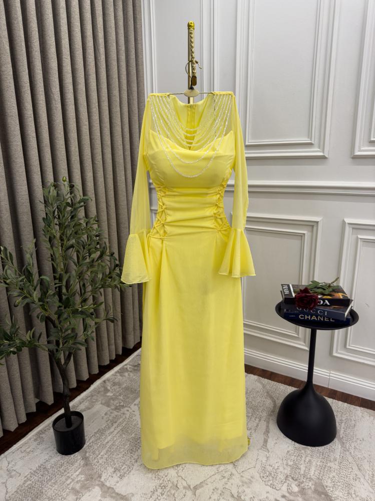 فستان فخم ليموني اصفر