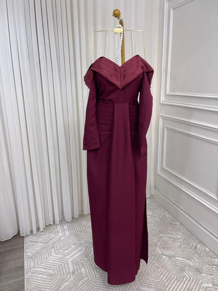 فستان سهره فخم لونين احمر - عودي