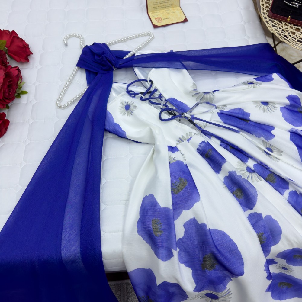 فستان رهيب مميز لونين ازرق - اخضر