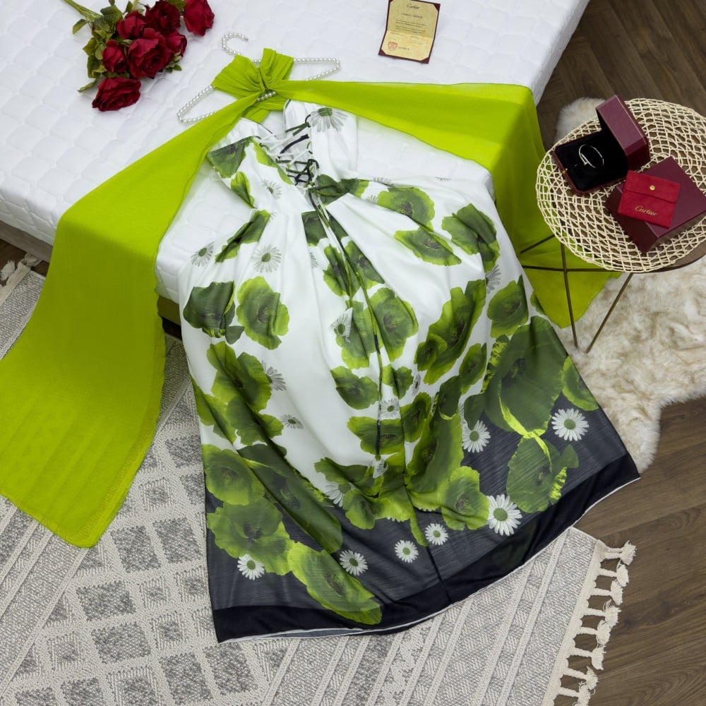 فستان رهيب مميز لونين ازرق - اخضر