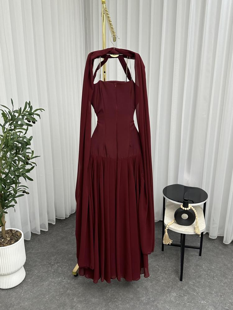 فستان العيد فخم لون عودي