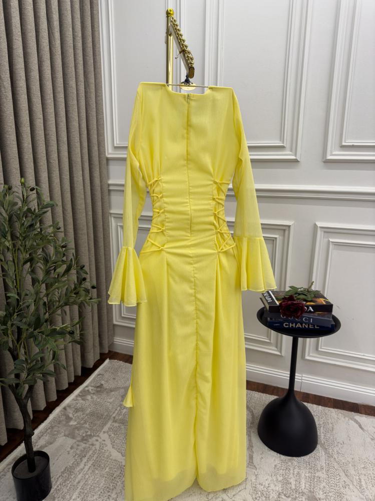 فستان فخم ليموني اصفر