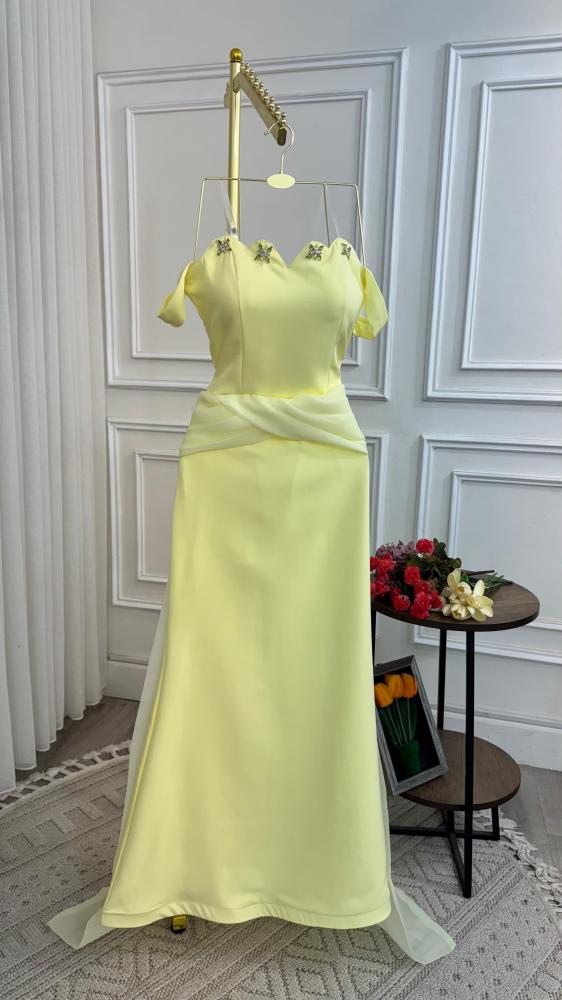 فستان سهرة اصفر فخم