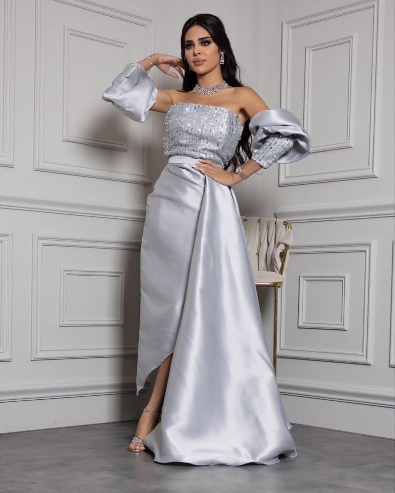 فستان رصاصي راقي