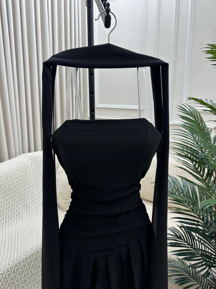 فستان شيفون فخم ثلاث الوان كحلي - بيج - اسود