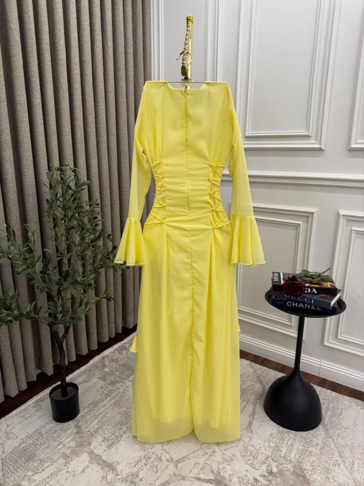 فستان فخم ليموني اصفر