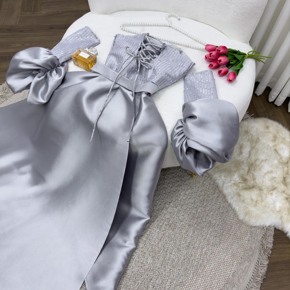 فستان رصاصي راقي