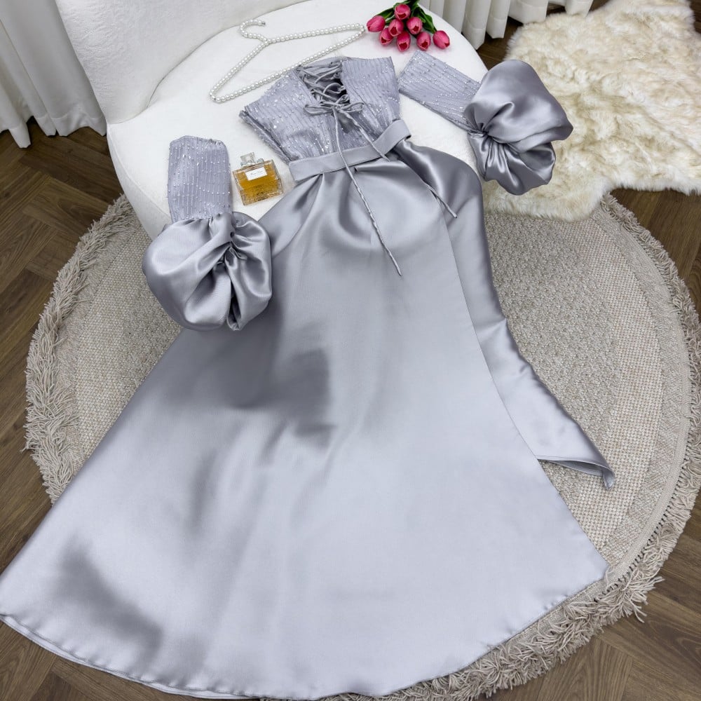 فستان رصاصي راقي