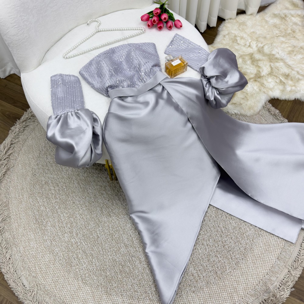 فستان رصاصي راقي