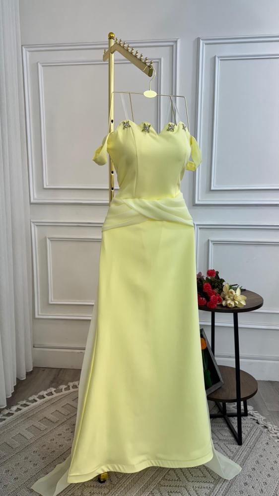 فستان سهرة اصفر فخم