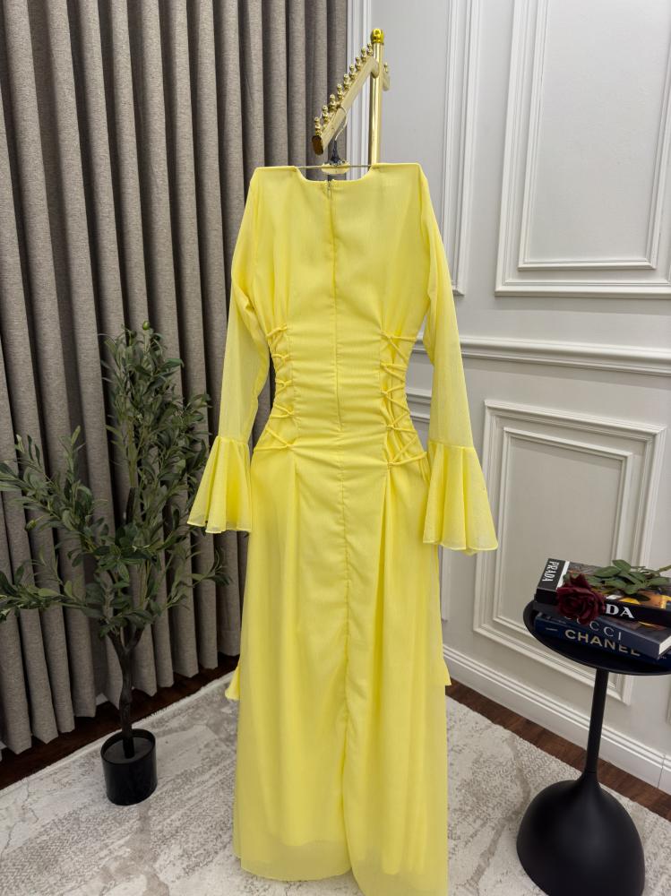 فستان فخم ليموني اصفر