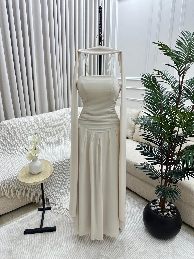 فستان شيفون فخم ثلاث الوان كحلي - بيج - اسود