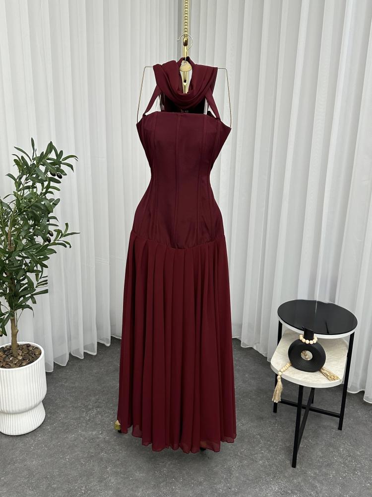 فستان العيد فخم لون عودي