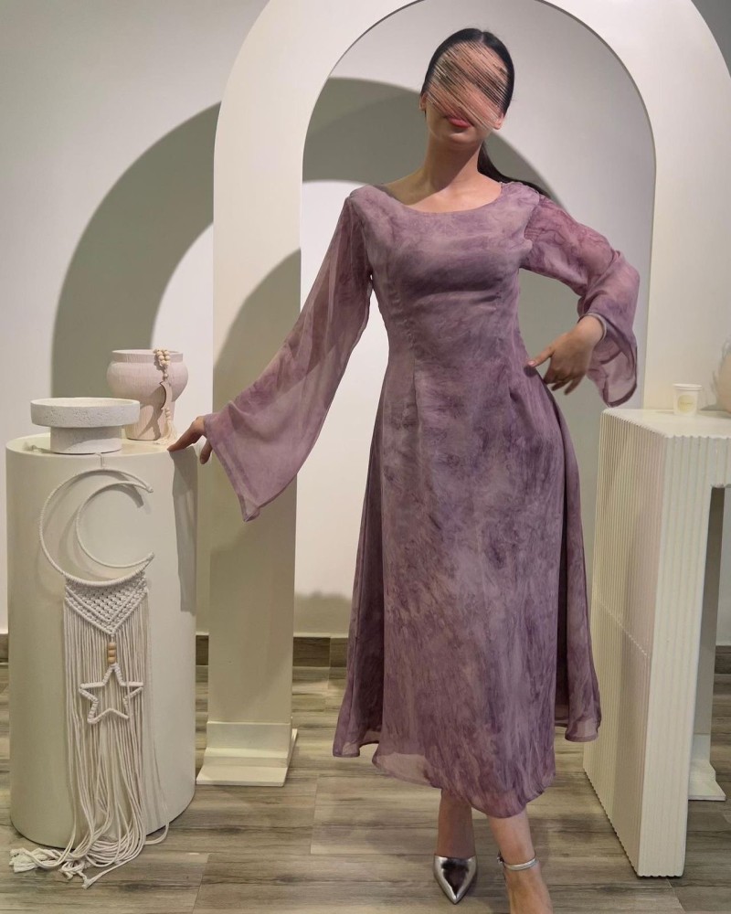 فستان موف مموه ناعم العيد ‘z