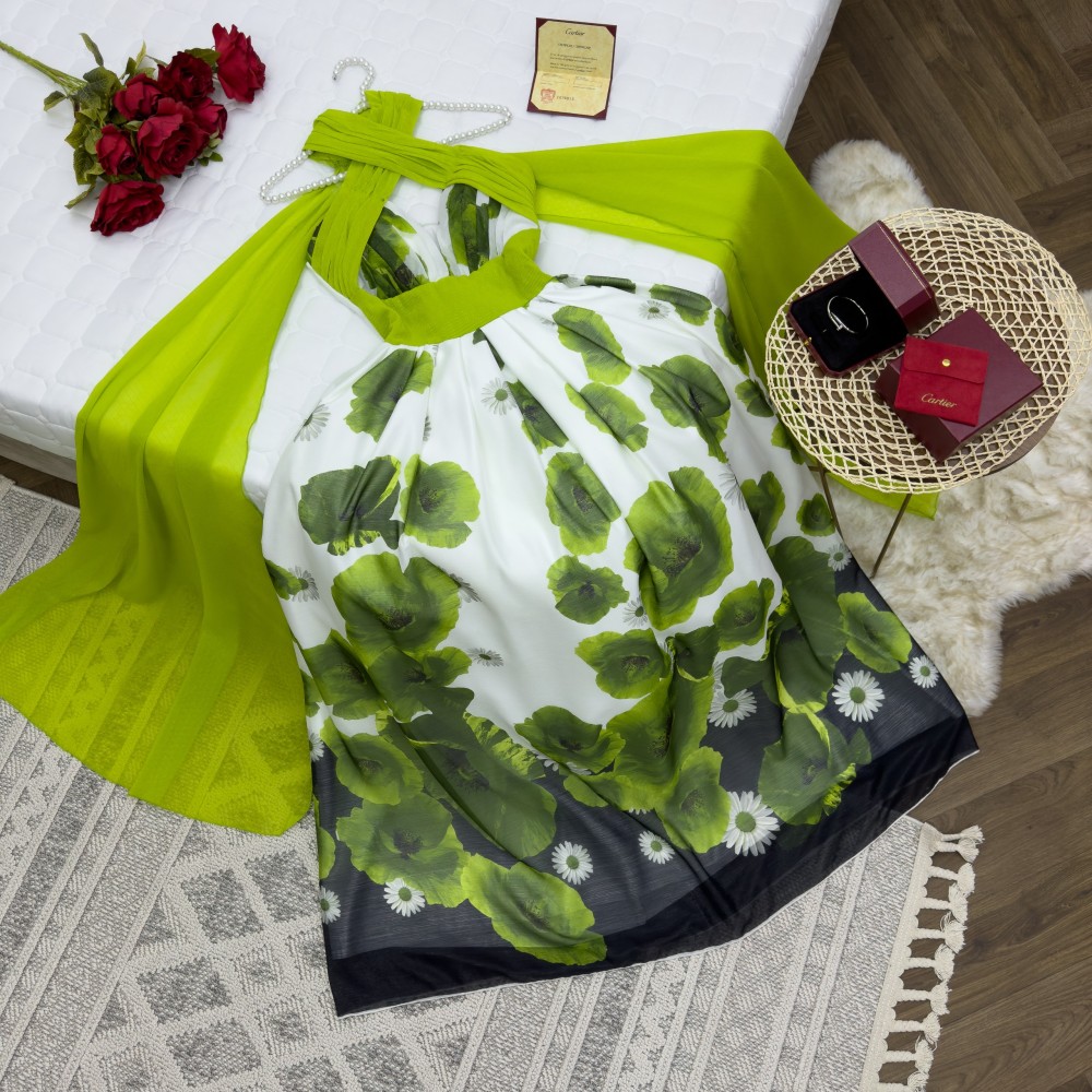 فستان رهيب مميز لونين ازرق - اخضر