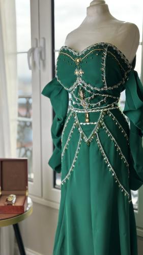 فستان كريب ايطالي شك يدوي