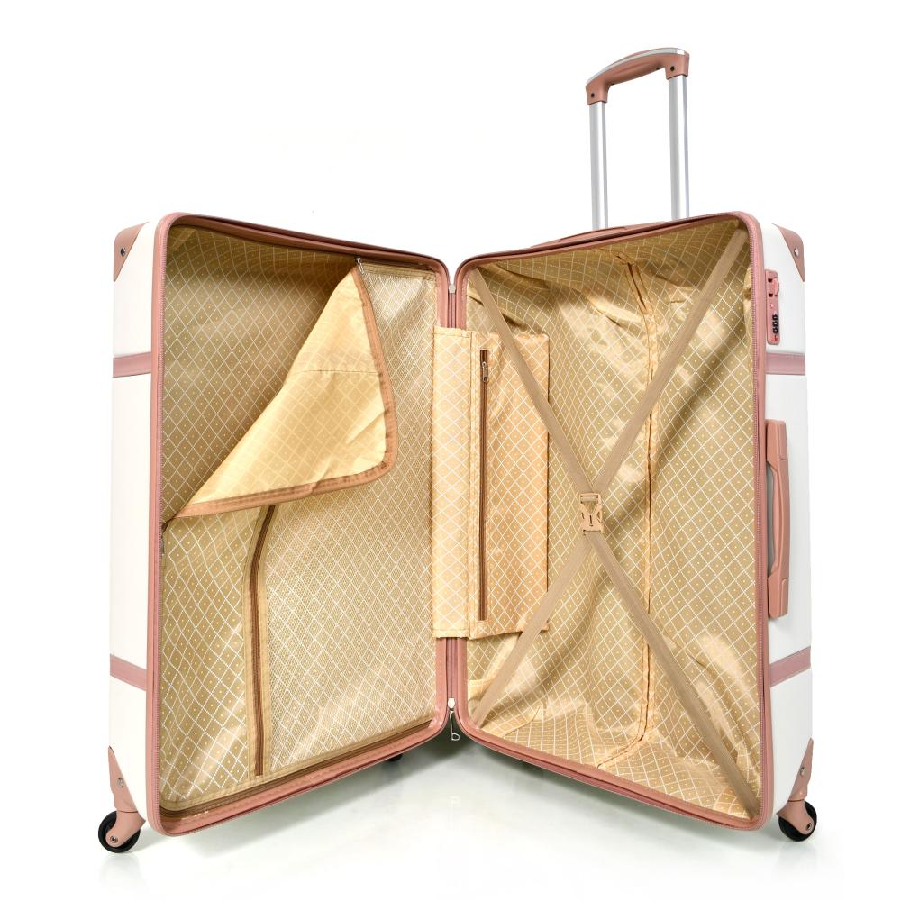 مورانو طقم شنط سفر كلاسيك من 5 قطع فايبر و جلد اوبيض و وردي