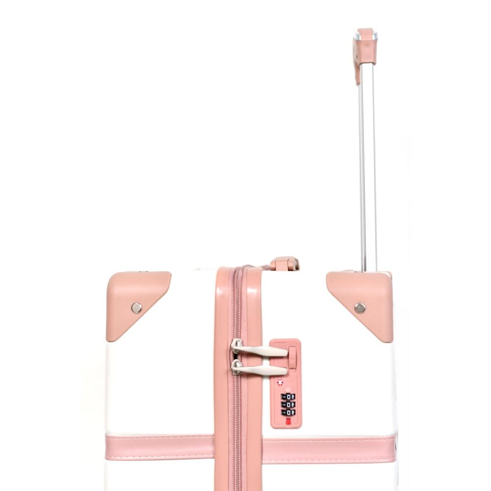 مورانو طقم شنط سفر كلاسيك من 5 قطع فايبر و جلد اوبيض و وردي