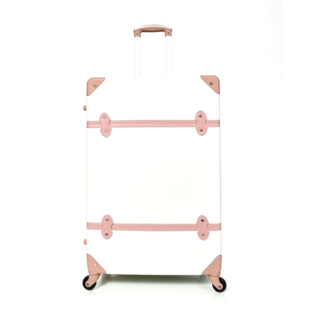 مورانو طقم شنط سفر كلاسيك من 5 قطع فايبر و جلد اوبيض و وردي