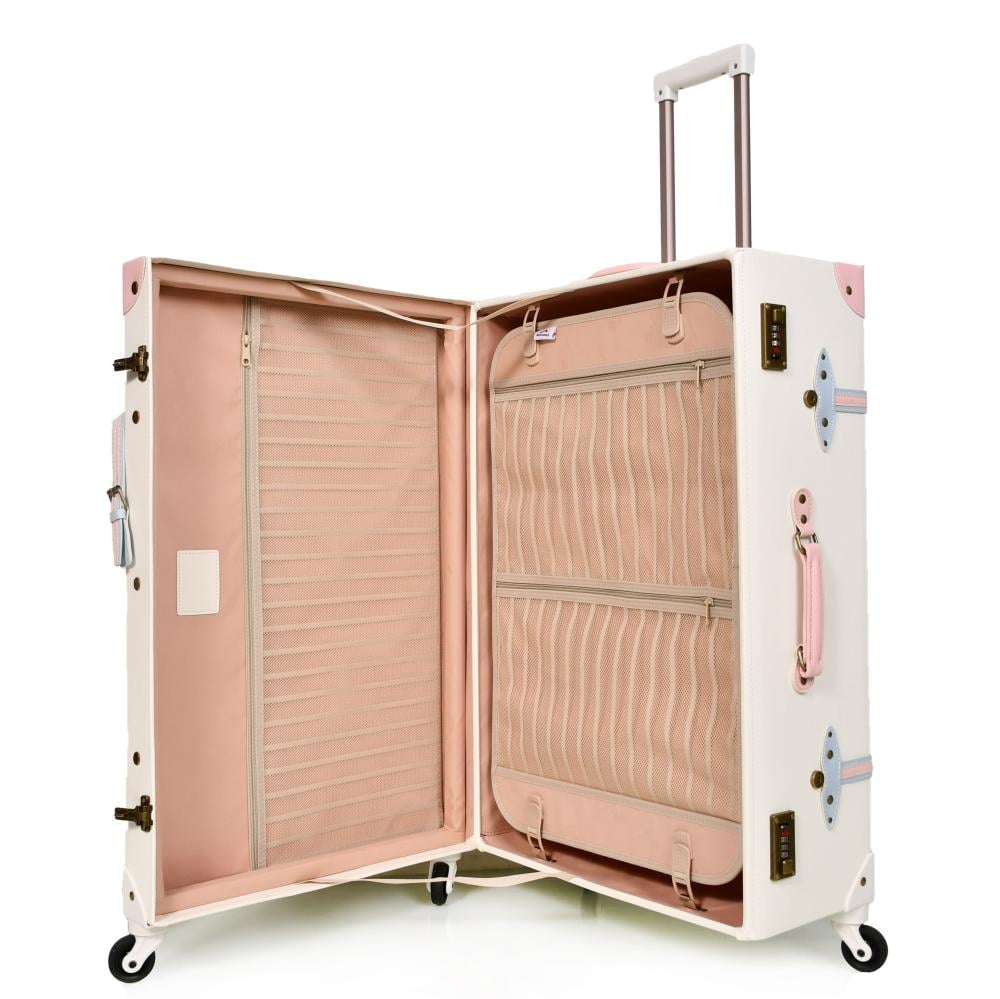 مورانو طقم شنط سفر كلاسيك جلد بلكامل اربع قطع وردي و ابيض