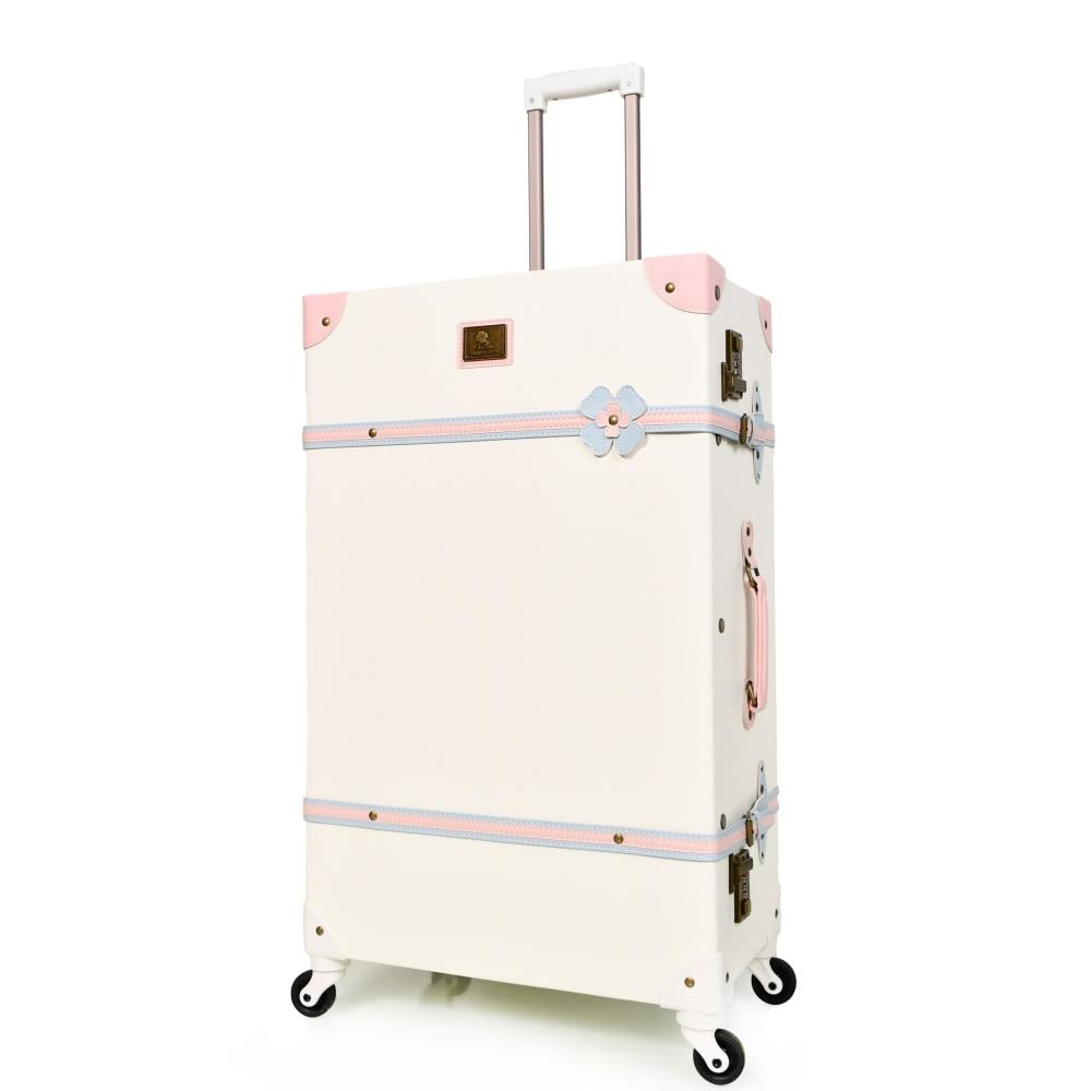 مورانو طقم شنط سفر كلاسيك جلد بلكامل اربع قطع وردي و ابيض