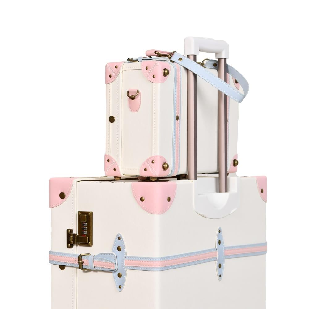 مورانو طقم شنط سفر كلاسيك جلد بلكامل اربع قطع وردي و ابيض