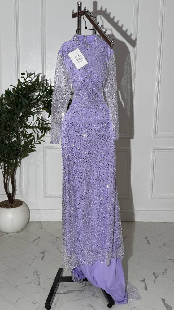 فستان بنفسجي فاخر بترتر ولمعان لول