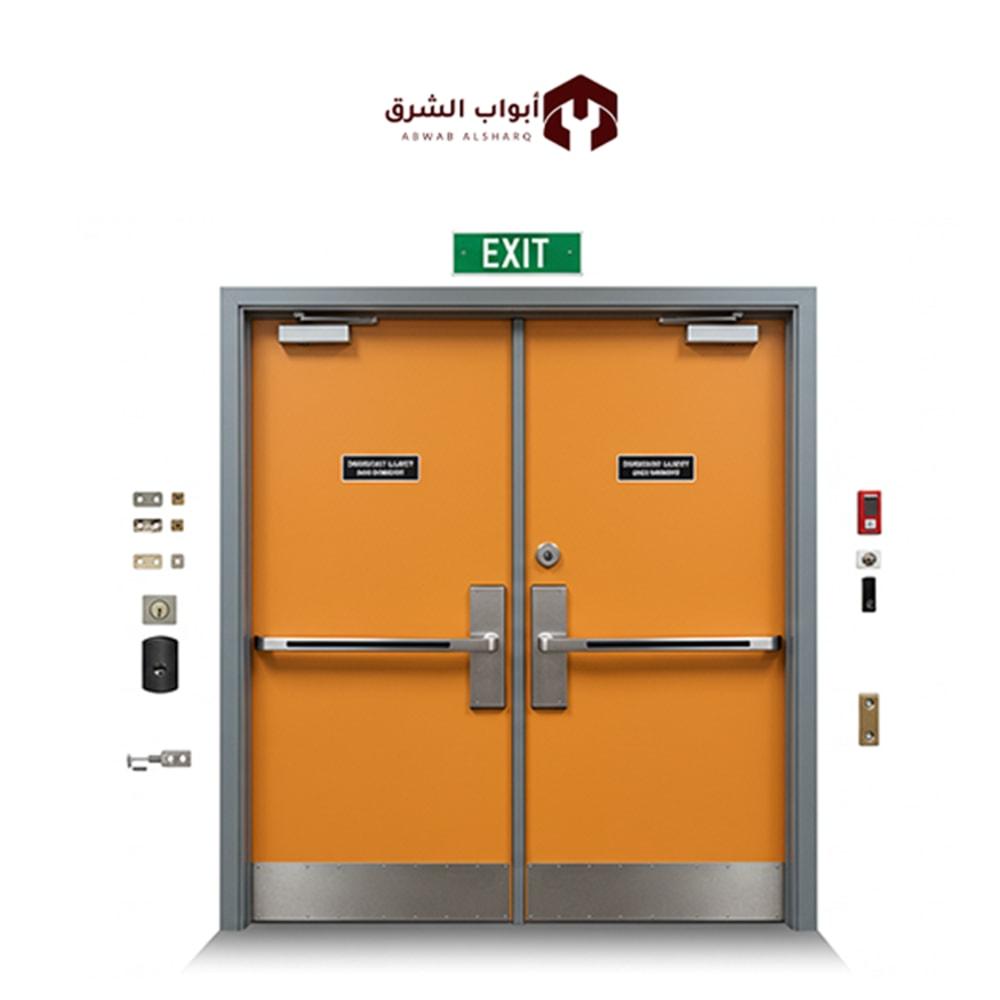باب مقاوم للحريق درفتين (شامل الاكسسوار)