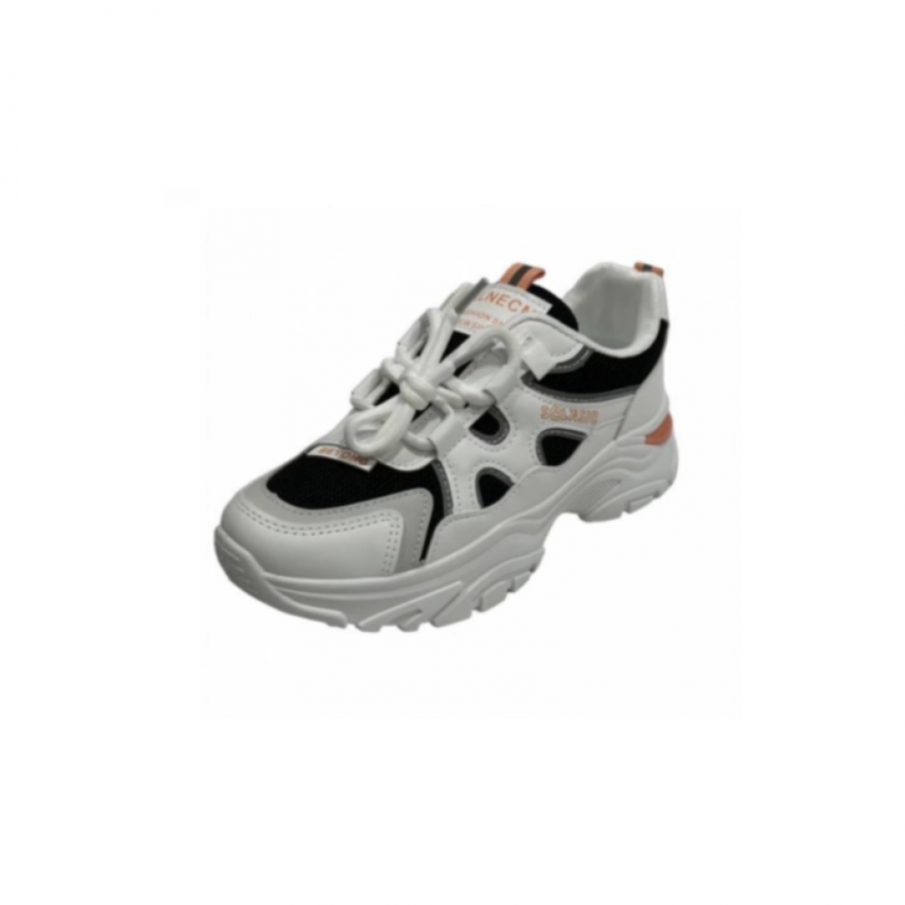White, black and orange shoes by Rlnecm, made of fabric and