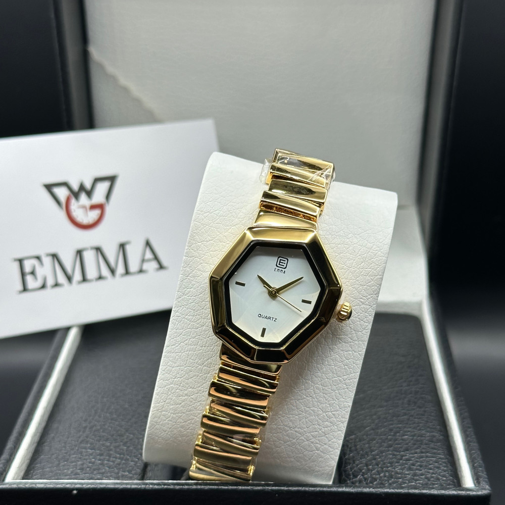 Women's watch by EMMA brand, of gold-tone steel and a white dial