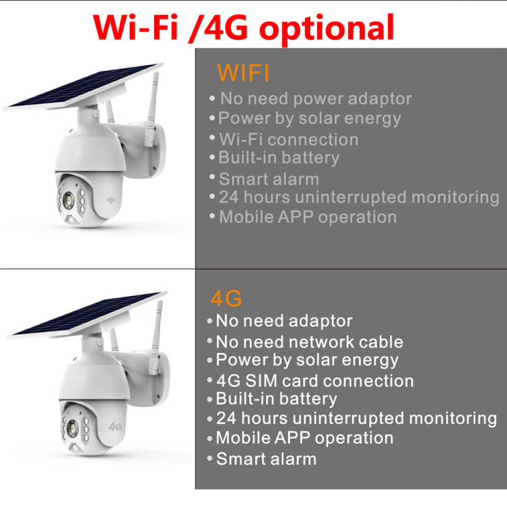 كاميرا المراقبة الخارجية بالطاقة الشمسية 4G بخاصية المتابعة والتحكم عن بعد بالجوال