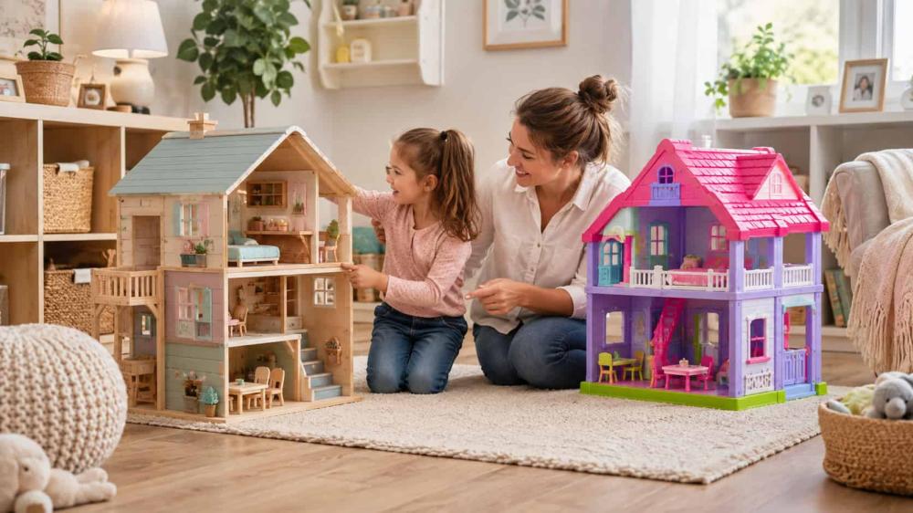 بيت دمى خشبي أم بلاستيكي؟ وأين يوضع في البيت
