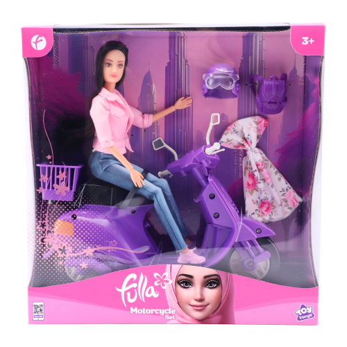 فلة - دمية مع دراجة نارية - بنفسجية