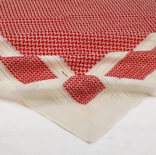 شماغ بروجيه أحمر - خطوط بيج (3)