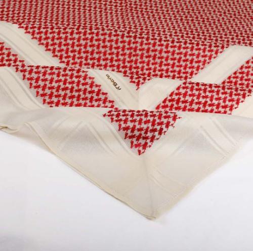 شماغ بروجيه أحمر - خطوط بيج (2)
