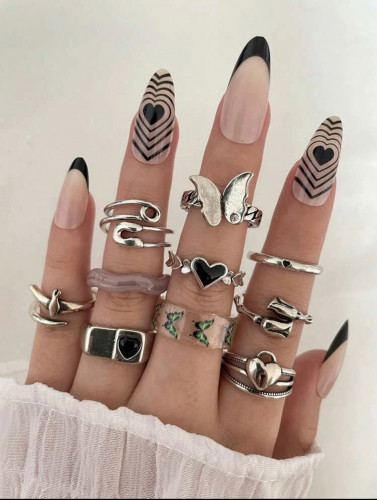 3 خواتم فضية عشوائي