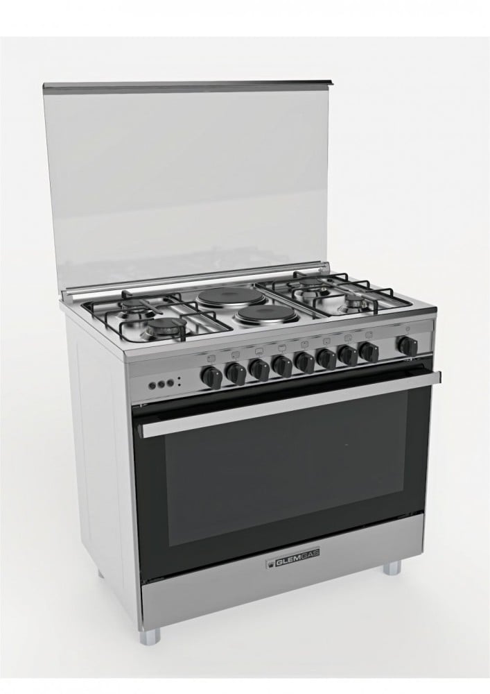 103855 - فرن جليم غاز (غاز&كهرباء) 60*90، 6 شعلات، أمان تام ـ أستيل موديل SE966GIFS